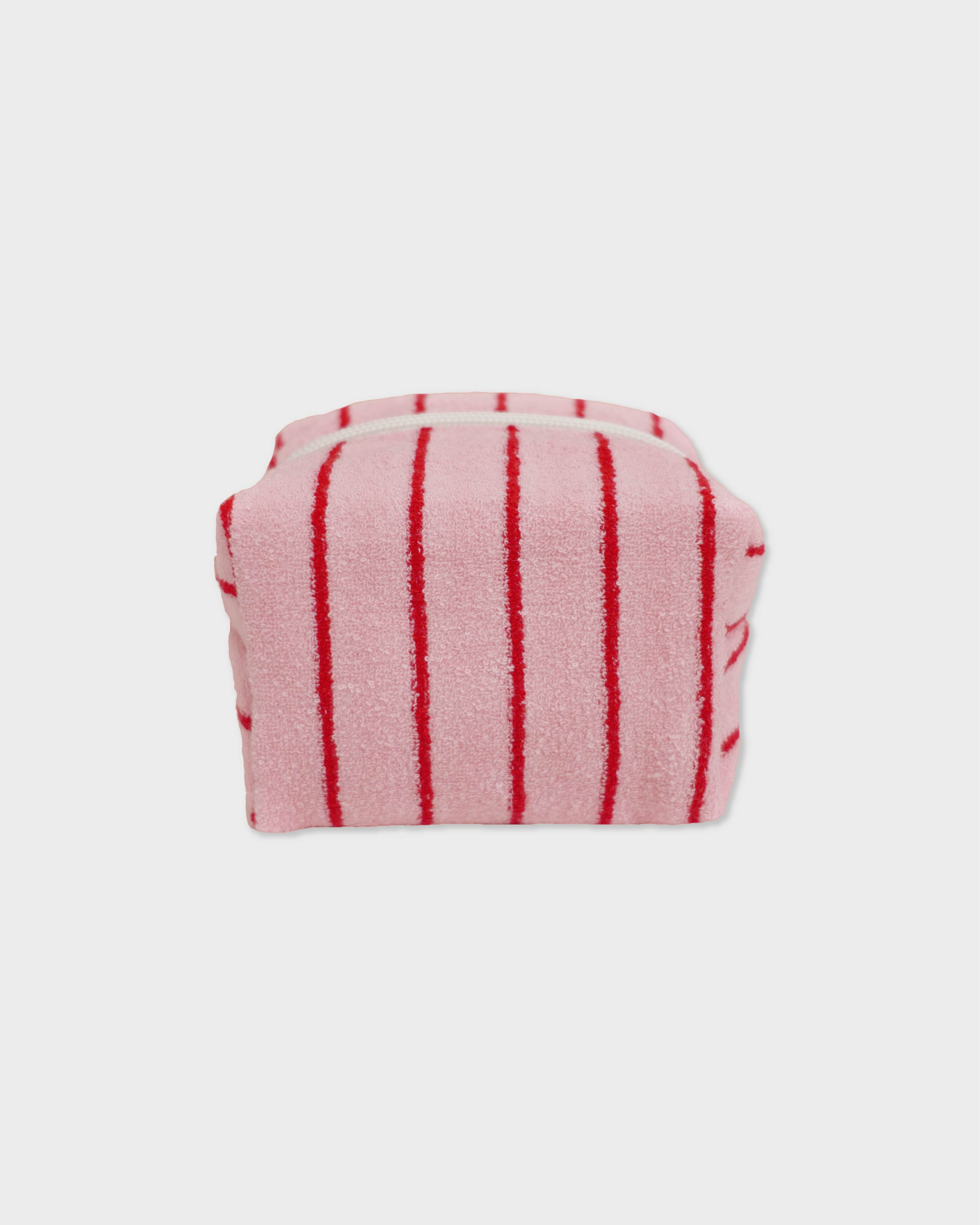 언폴드,unfold,에코백,파우치,천가방,코스터,백팩,스크런치Stripe terry pouch (pink-red)