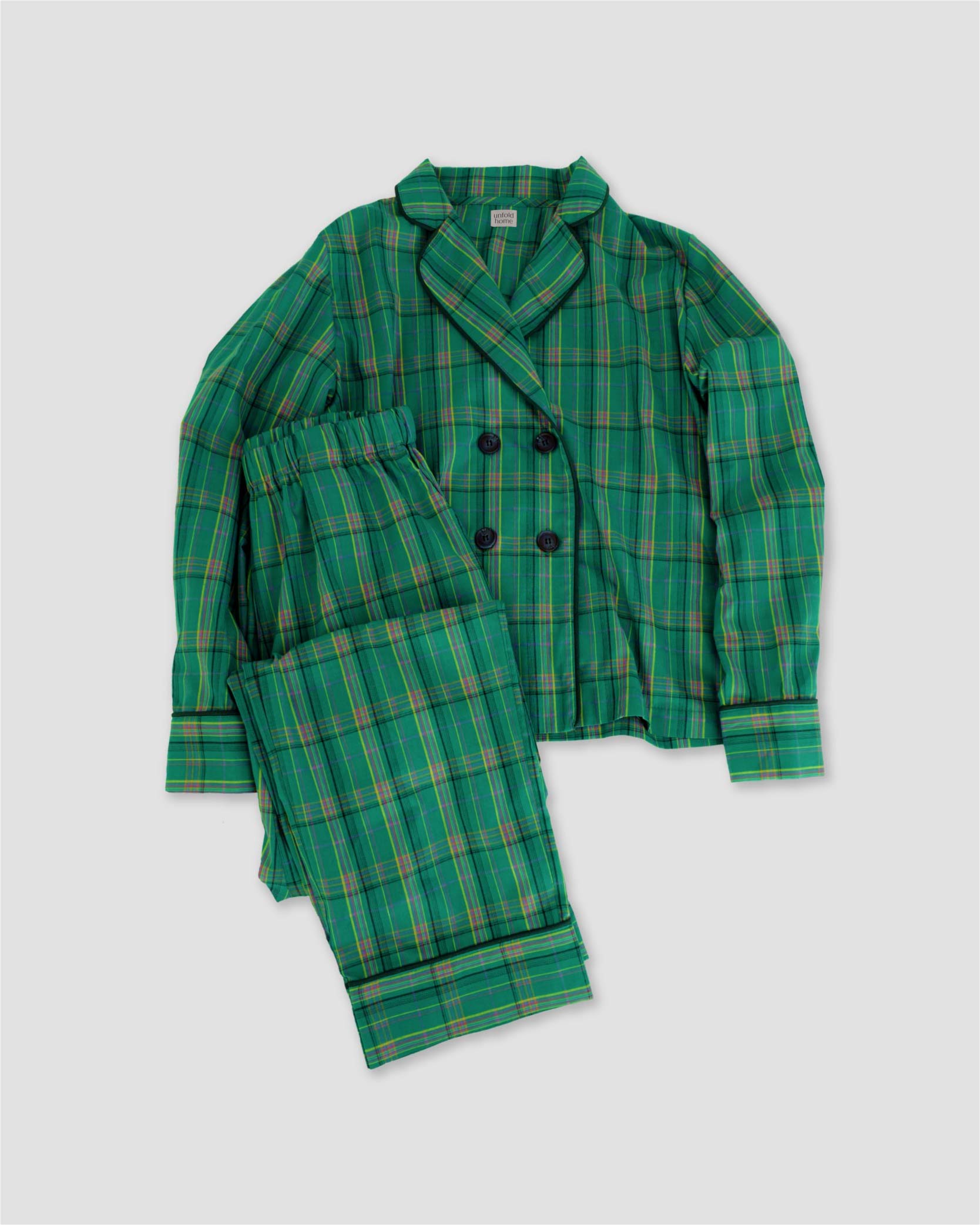 언폴드,unfold,에코백,파우치,천가방,친환경가방,Check pajama set (green)