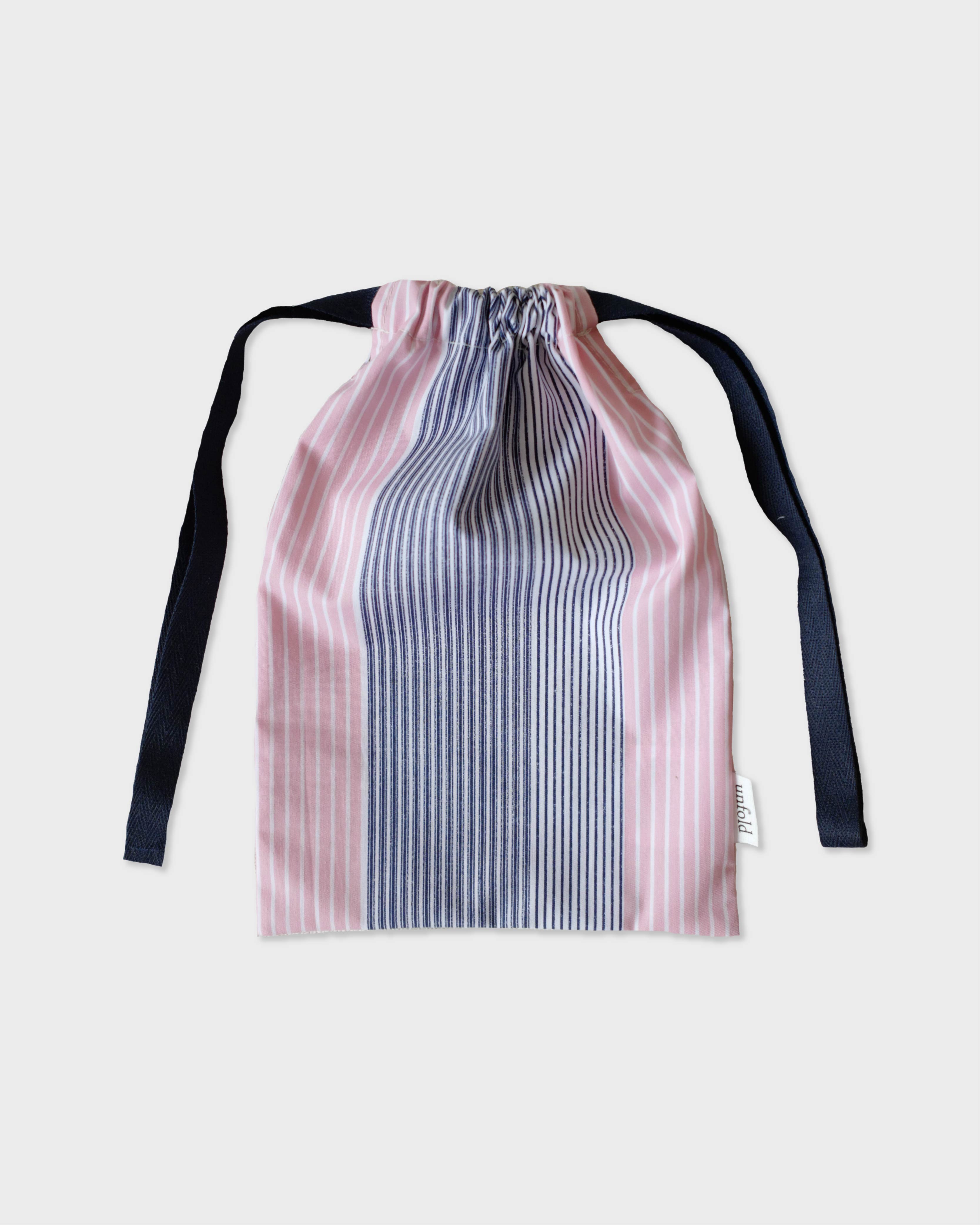 언폴드,unfold,에코백,파우치,천가방,친환경가방,Stripe string pouch (pink)